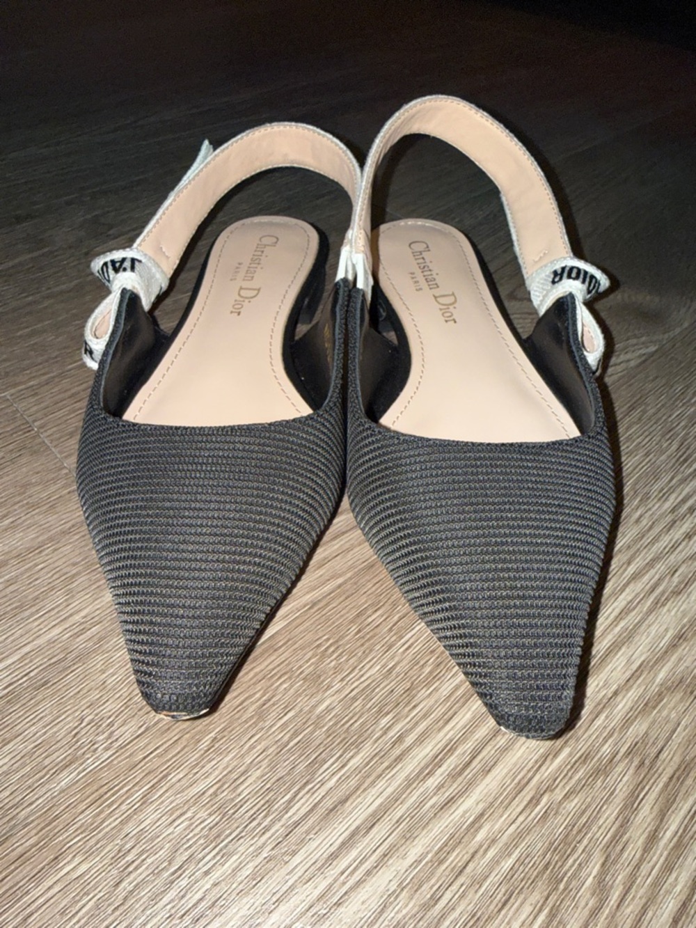 Dior Black Pointed Slingback Flats with Logo Strap - Picture 7 of 7